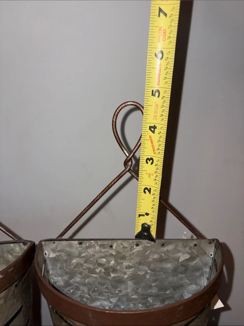 New Hanging Metal Wall Planter Set in Brown and Galvanized Finish - 2-Pack